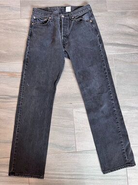 Vintage Levi’s 501 Faded Black Jeans 33x34 Y2K 100% Cotton Made in Mexico Denim